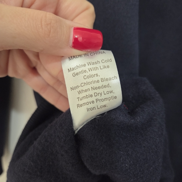 Women Quarter Zip Drop Shoulder Navy Blue Pullover Sweater Size S - Picture 8 of 9